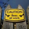 Beekeeping Warning Sign Caution Bees at Work, Hive Protection Equipment, Gift for Honey Farming