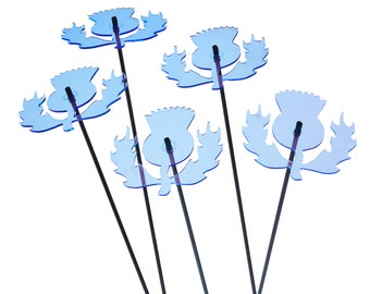 Sun Catcher Garden Decor 5er Set Sonnenfänger Garten Stecker Schottischen Disteln Statuen Figuren 75cm hohe Dekoration Balkon oder Terrasse