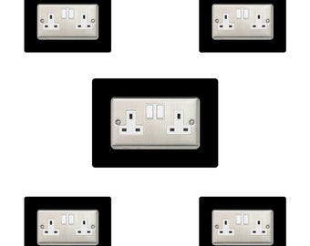 5x Double Socket Surround, Acrylic Back Panel or Plate, Protect Wall from Finger Prints