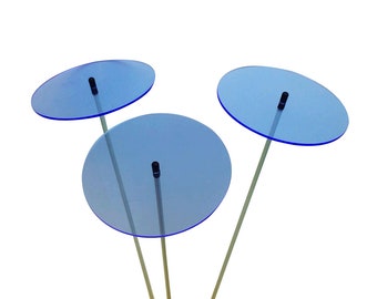 Lot 5 Disques Solaires Attrape-Soleil 25cm - Ornements Jardin Lumineux Fluorescent Blue - Cadeau Jardin