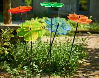 SunCatcher Garden Decor 5 Leuchtende Sonnenfänger Garten Stecker 75cm große Blumen Dekoration für Balkon und Terrasse als Gärtner Geschenk