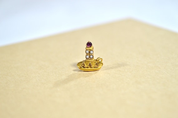 Vintage 10K Gold Alpha Lambda Delta Ruby & Seed P… - image 1