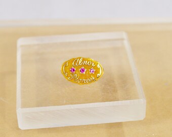 Rare Vintage 14K Alnor Company Service Award Pin, Tie Tack with Rubys