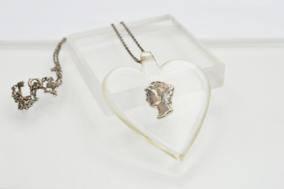 Vintage Lucite Heart with Inset Cut Mercury Dime … - image 2