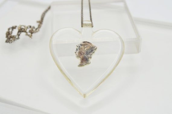 Vintage Lucite Heart with Inset Cut Mercury Dime … - image 3