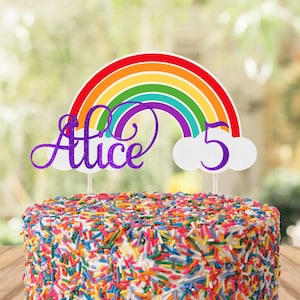Personalized Rainbow Cake Topper with Number /Rainbow Birthday | Etsy