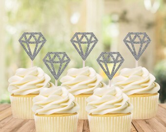 Engagement Cupcake Topper / Wedding Shower Cupcake Topper / Bridal Shower Cupcake Topper / Bachelorette Cupcake Topper / Diamond Cupcake