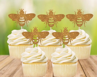 Queen Bee Cupcake Topper / Bumblebee Cupcake Topper / Bee Cupcake Topper / Mama to Bee / Mommy to Bee | Set of 12