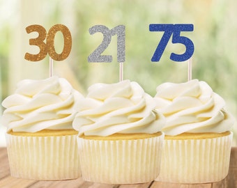 Custom Number / Custom Birthday Cupcake / Anniversary Cupcake / Custom Table Number Picks