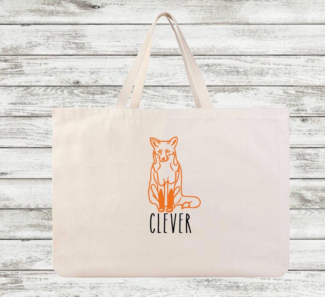 Fox Tote Bag / Teacher Tote / Mom Tote / Cute Tote Bag / Kids - Etsy