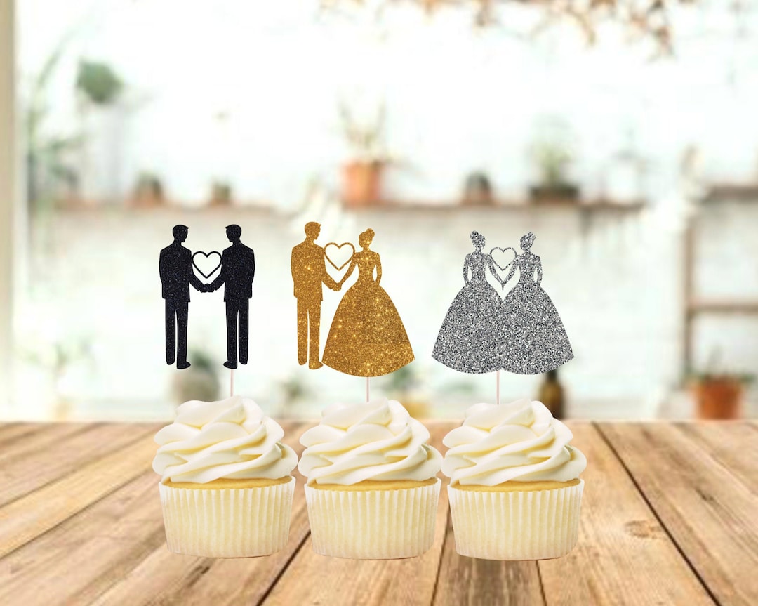 Bride &amp; Groom Cupcake Toppers / 2 Grooms Cupcake Toppers / 2 - Etsy