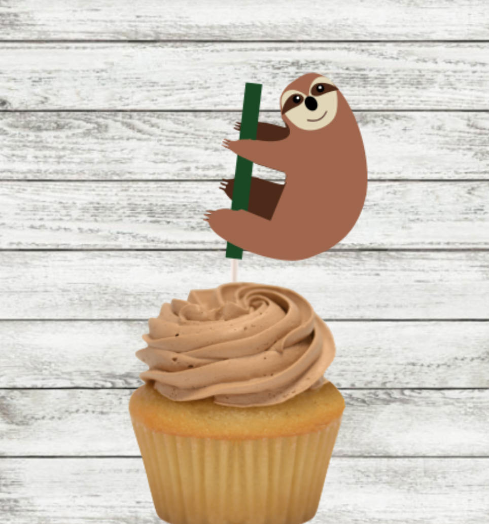 Sloth Cupcake Topper / Sloth Birthday Decorations / Sloth Etsy