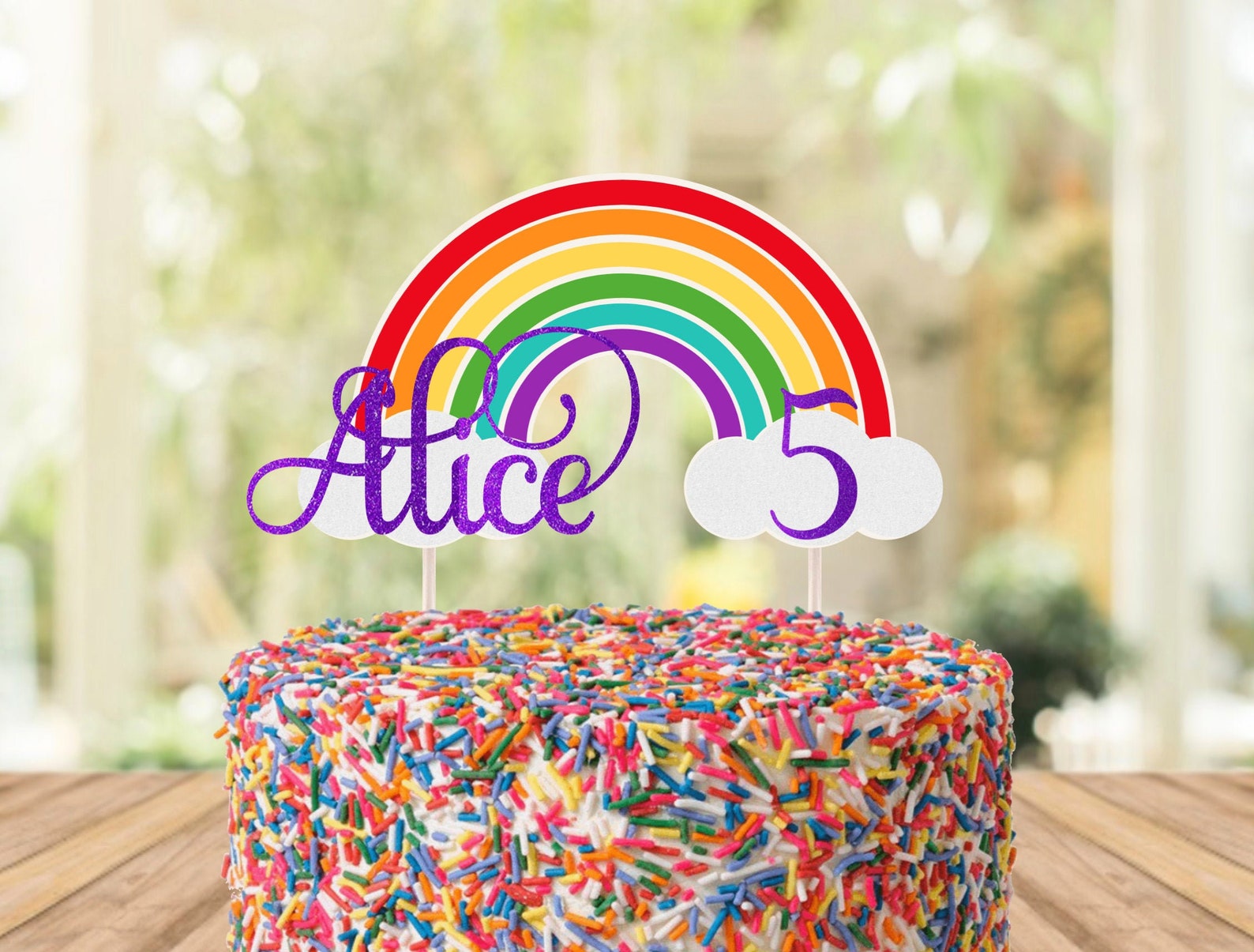 Personalized Rainbow Cake Topper with Number /Rainbow Birthday | Etsy