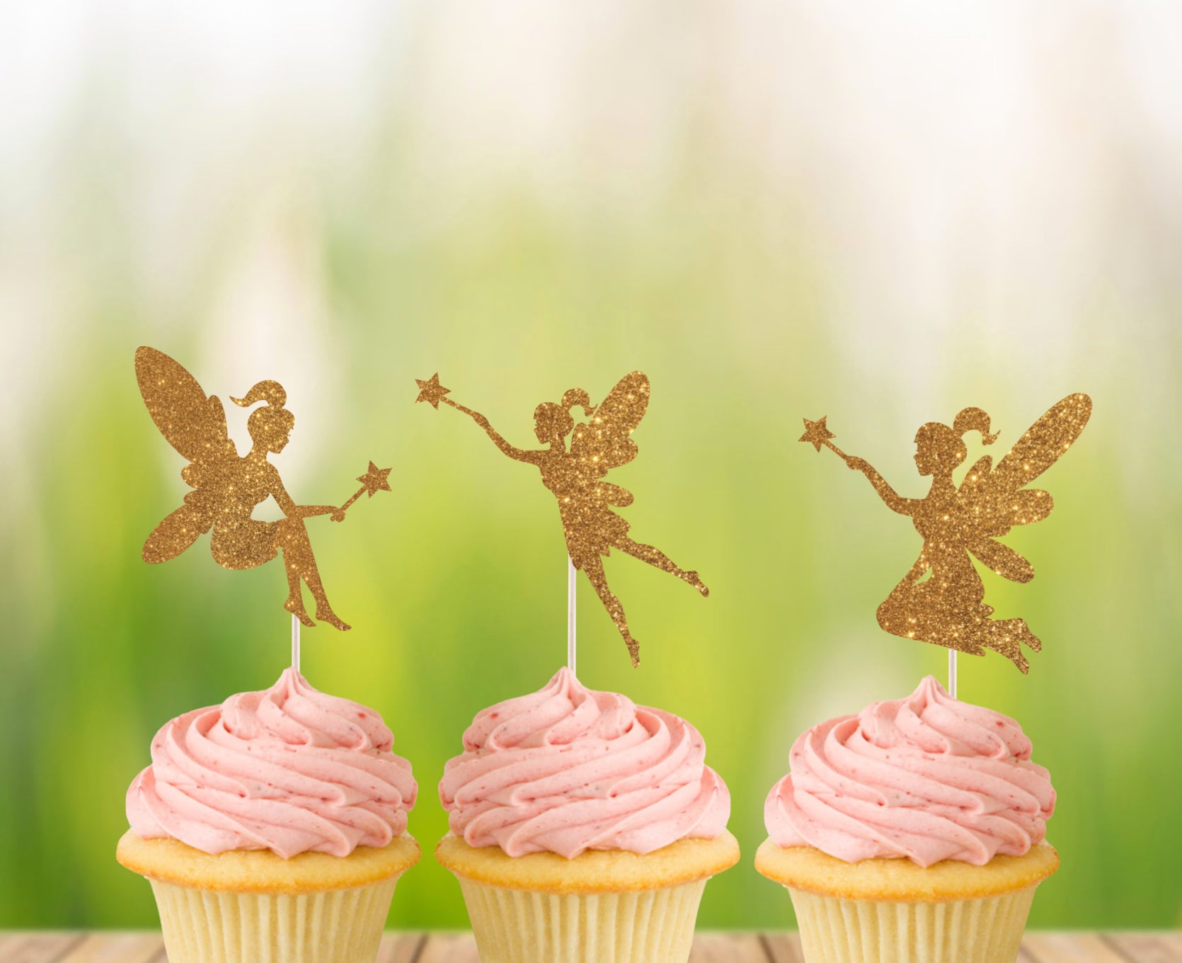 Glittery Fairy Cupcake Toppers / Fairy Birthday Party / Fairy Etsy