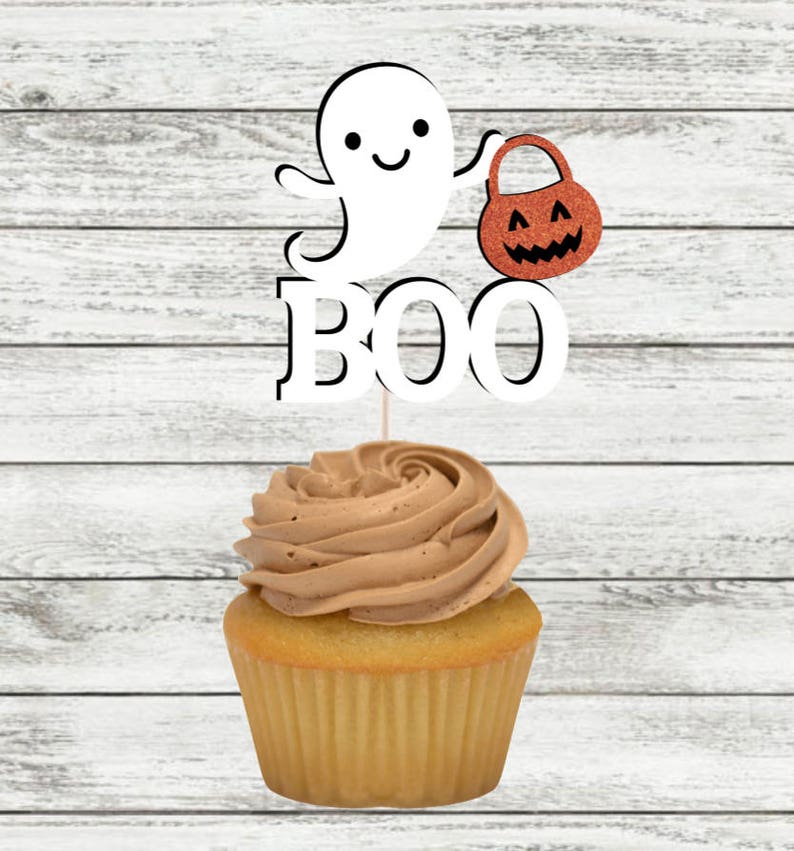 24 Stück Ghost Oh Baby Cupcake-Topper – Rosa Schleife Geist Deko Für Babyparty & Halloween