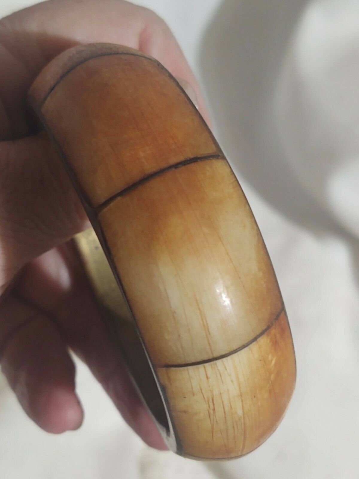 Vintage Aziono Wide Bangle Bracelet Brass & Horn - Etsy