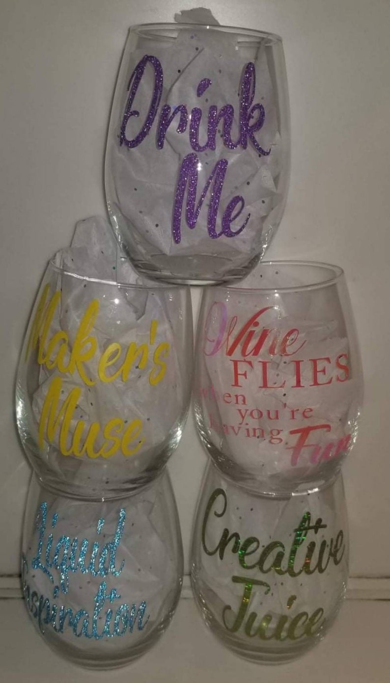 Bling Out Wine Glasses. Custom Bling Wine Cups. Drink in Style Etsy