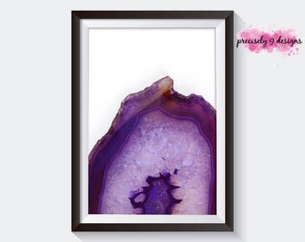 Agate Printable Poster with Faux Gold Foil, Geode Agate Print, Blue Agate, Blue Geode, Geode Print, Gemstone Art, Agate Art, Geode Art