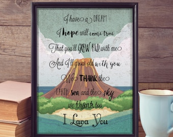 I Lava You Wall Hanging [Pixar Lava Short Lyrics Wall Decor] Digital Download Printable