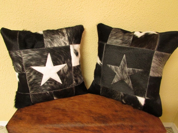 Cowhide Pillows Set Of 2 Western Home Decor 914 Measures Etsy