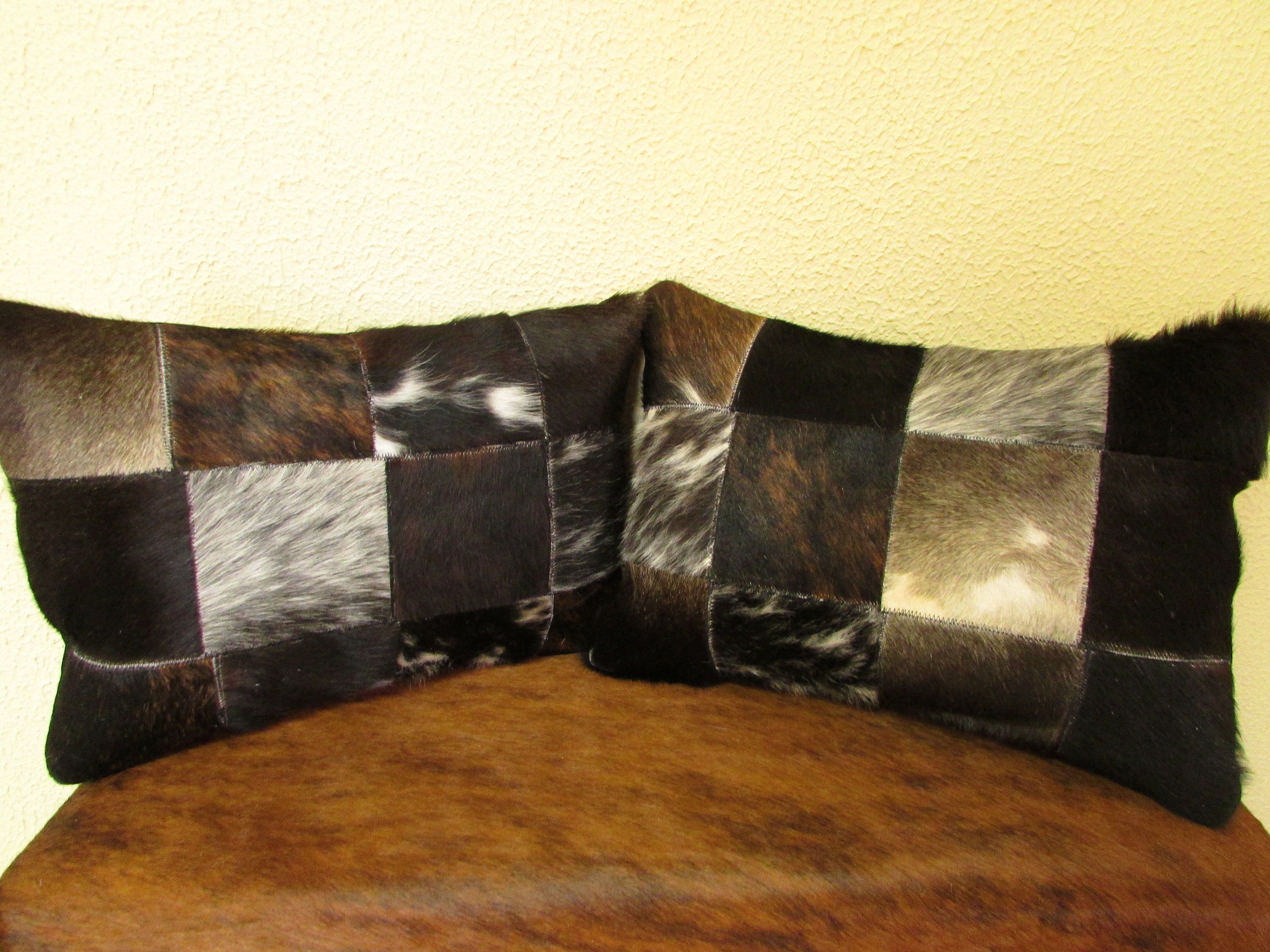 Pair Of Cowhide Pillows Western Home Decor 1011 Each Etsy