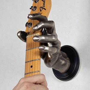 Silver GuitarGrip Hand Shaped Wall Mounted Guitar Hanger - Left Grip