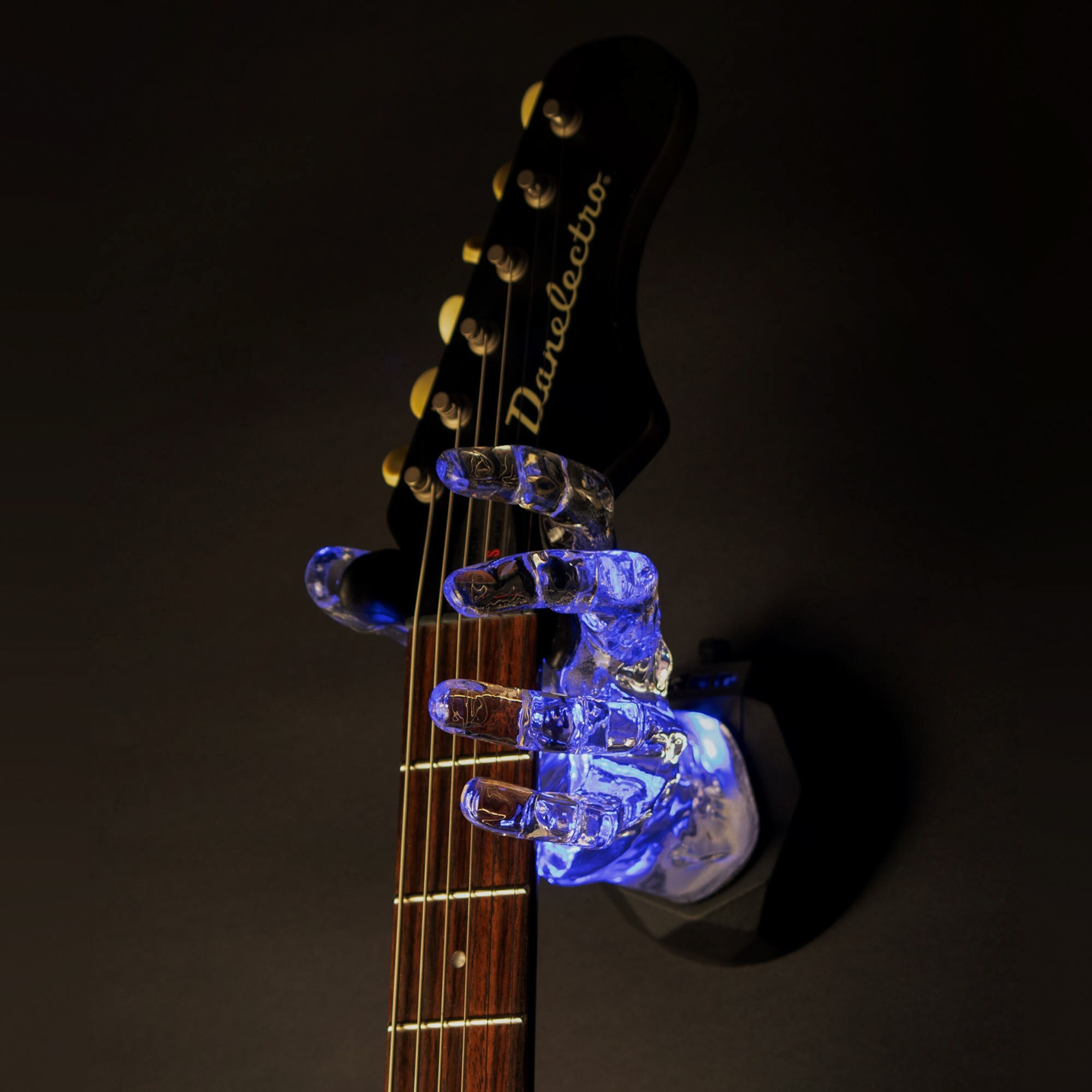 Illuminati - LED Lighted Crystal Clear Hand Guitar Instrument Hanger by GuitarGrip - Left Grip