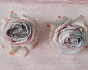 Rozen LICHTBLAUW Luxe clip-on haarbloemen paar (2 items) middelgrote bloem ee nepbloemen bruiloft clips Duo strandfeest bloemen roos