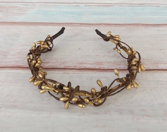 Woodland Circlet "Gold Wood" Elf Fairy Head Band Twisted Vines Hair Flower Garland Crown Floral Bride Wedding Festival Vrouw Meisje