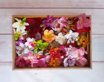 15 BULK Tropical Flower Cluster &quot;Mixed 15 Item Pack&quot; Hair Clip On Flowers Mix Tiki Pinup Rockabilly Faux Floral Clips Beach Party Hawaiian