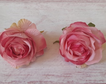 Rozen ROZE luxe clip op haar bloemen paar (2 items) middelgrote bloem pinup faux bloemen trouwclips duo strandfeest bloemen roos