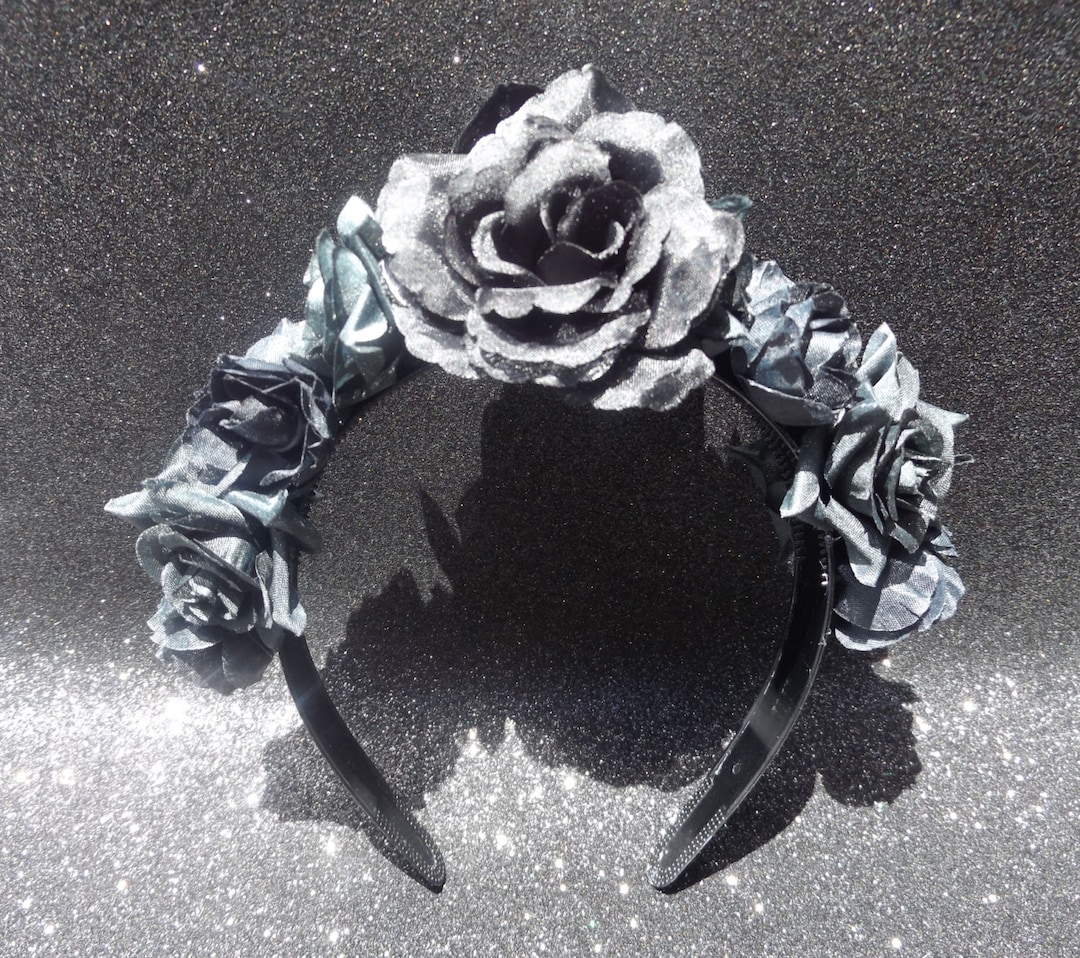 Black & White Floral Lace Decorative Headband goth monochromatic Amazon.com : Coridy Dark Gothic Floral Headpiece Black Queen  main image 2