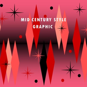 MID CENTURY Clipart PNG Element Download &quot;Red Diamonds&quot; Seamless Graphic Design Retro Kitsch Atomic Starburst 1950&#39;s 1960&#39;s High Res 300dpi