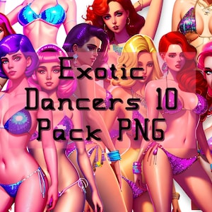 Modern Era PNG Elements Download &quot;Exotic Dancers&quot; 2020&#39;s Women Girls Stripper Pole Dancer Clipart 10 Pack Graphic Design High Res 300dpi