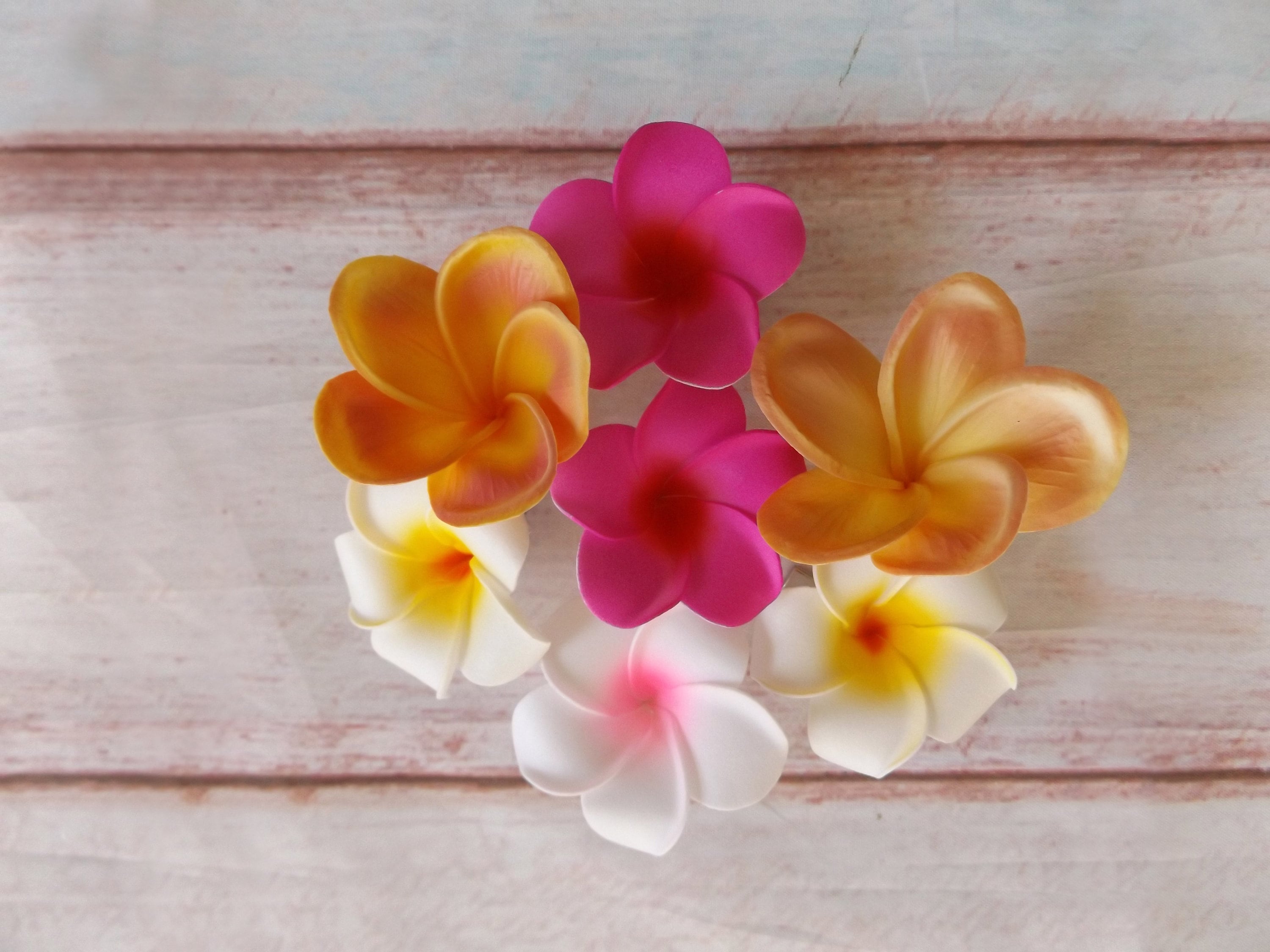 Handmade Tropical Hibiscus Plumeria Hair Flower Clip Tiki Pinup‎ Rockabilly Hula Flower Hair Clip Polynesian Island Style Accessory  main image 3