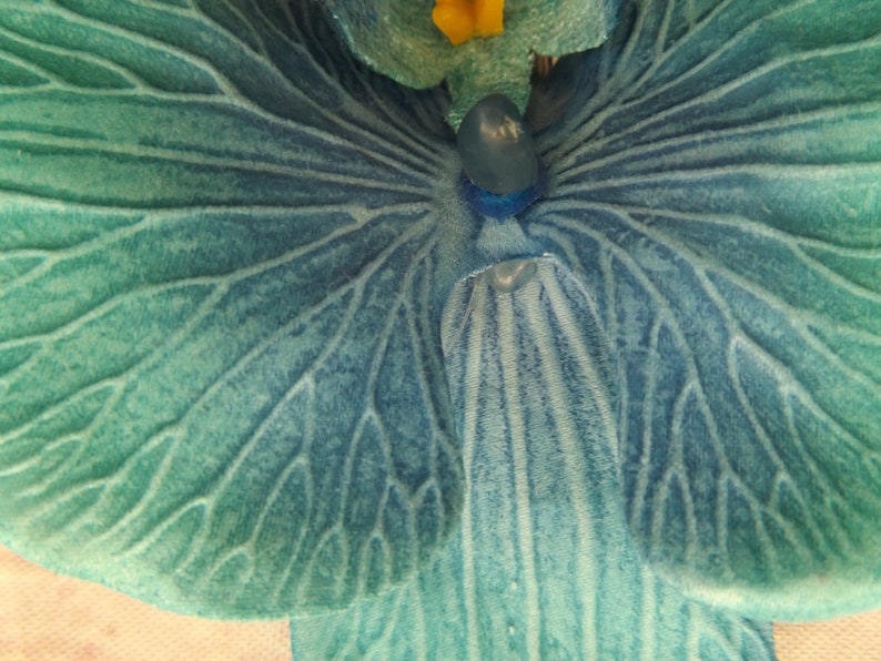Flowers Tiki Pinup Rockabilly Faux Floral Tropical Clips Duo Beach Party Hawaiian Floral Lily Pad Orchids Clip On Hair BLUE Pair 2 Items