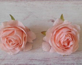 Rozen PERZIK Luxe clip-on haarbloemen paar (2 items) middelgrote bloem ee nepbloemen bruiloft clips Duo strandfeest bloemen roos