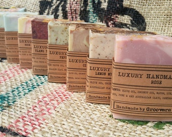 BULK Luxury Handmade Soap Aromatherapy Bars 100g VEGAN Natural Mixed Essential Oils Made In Byron Bay Cold Process Deluxe Bar Artisan Soaps