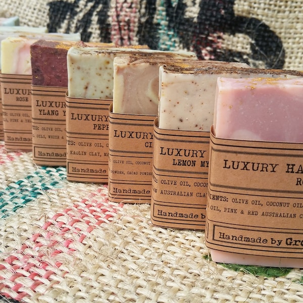BULK Luxury Handmade Soap Aromatherapy Bars 100g VEGAN Natural Mixed Essential Oils Made In Byron Bay Cold Process Deluxe Bar Artisan Soaps