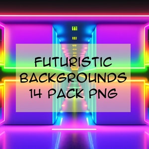 Futuristic Backgrounds 14 Pack PNG Digital Art Neon Glow Rainbow Future Wallpaper Download Graphic Design Wallpaper Clipart High Res 300dpi
