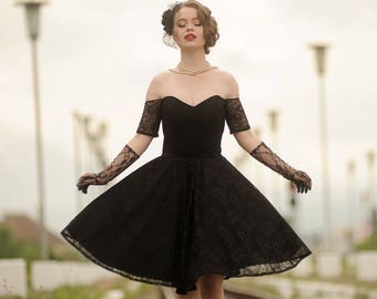 boden black lace dress Collar Button Lace Dress-Black