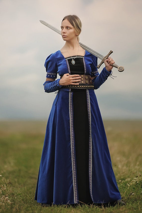 Robe Medievale Bleue Royale 2 Dans 1 Robe Medievale Costume De Etsy