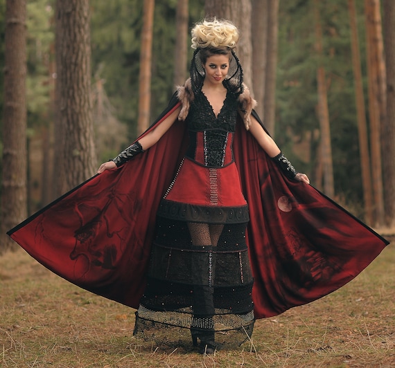 Fantasy Cape Red Adult Costume Female Fantasy Cape Red Adult Costume Female