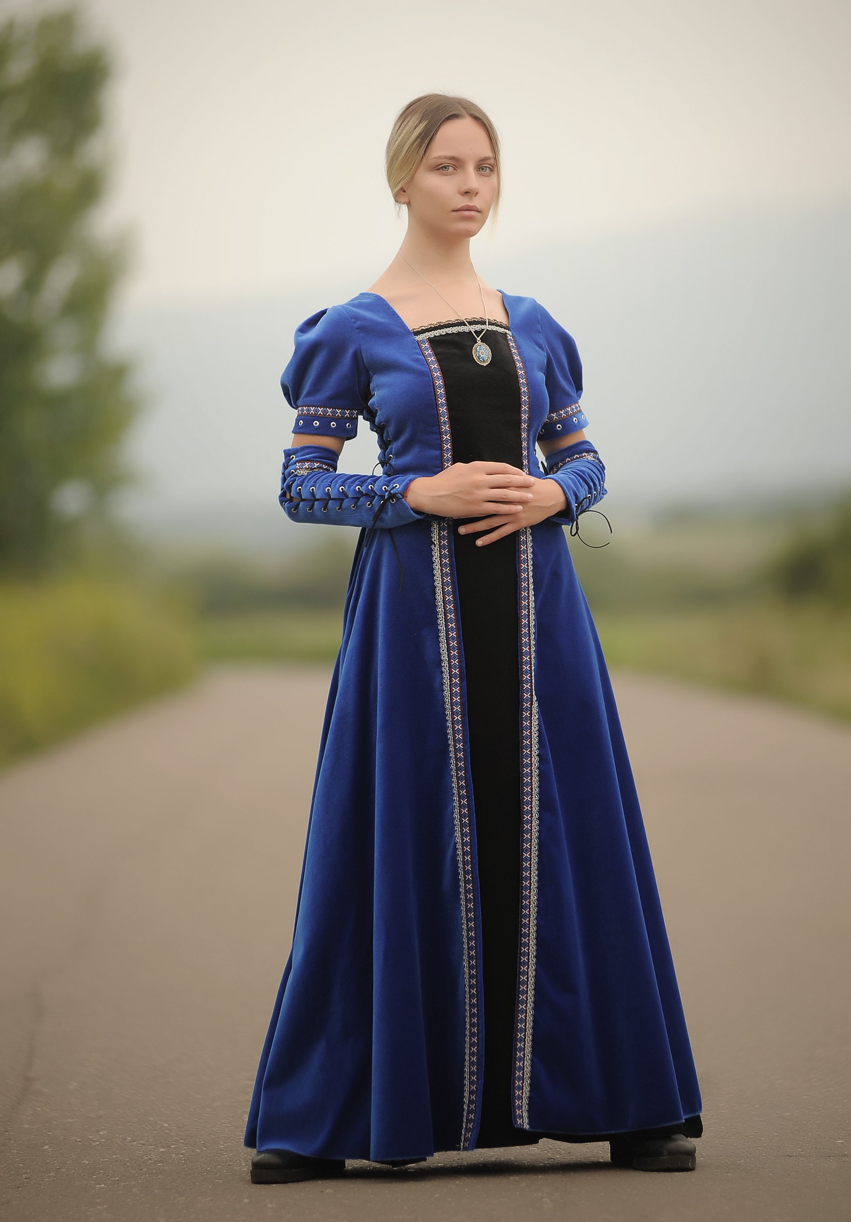 Vestido medieval mujer modelo Sophie, Azul ⚔️ Tienda-Medieval