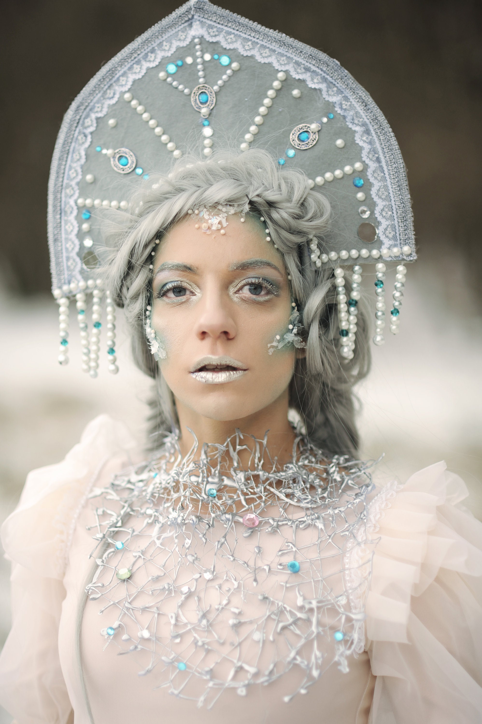 Ice Queen Headpiece/snow Queen Headpiece/russian Kokoshnik - Etsy Singapore