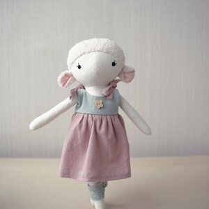 Handmade Organic Cotton Lamb Doll: 13-Inch Soft Plush Toy