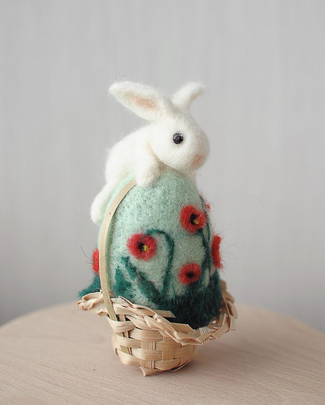 Needle Felted Easter Bunny & Egg: Miniature Wool Sculpture - Etsy