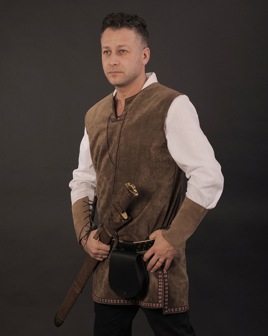 Chaleco Medieval De Poliéster Para Hombre, Disfraz De Túnica Vintage Para Halloween Y Cosplay, Talla Única Para Todas Las Estaciones