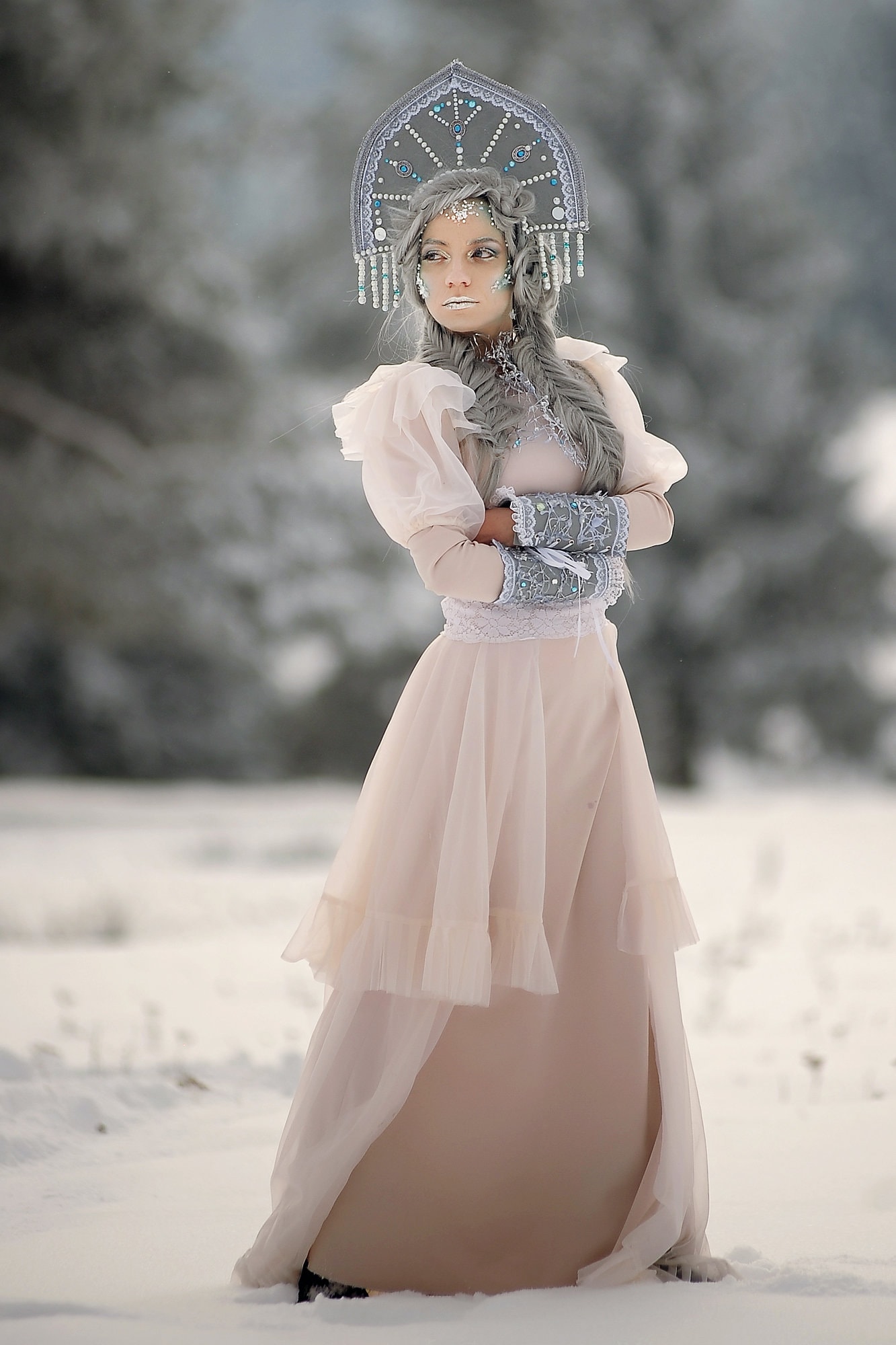 Winter queen costume/Snow Ice queen fantasy dress -  Portugal