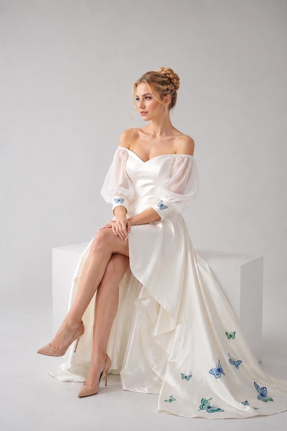 Fairy Wedding Dress with Butterfly Embroidery